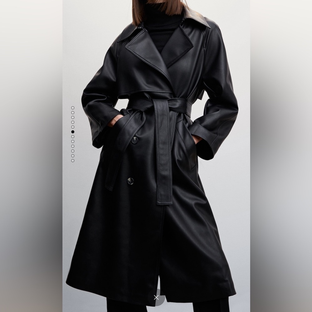 Mango leather trench